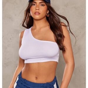 NWT Pretty Little Thing White One Shoulder Crop Top